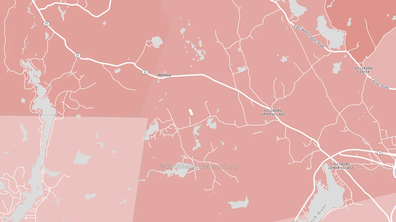 Hillsborough Upper Village, NH block-group political-lean map