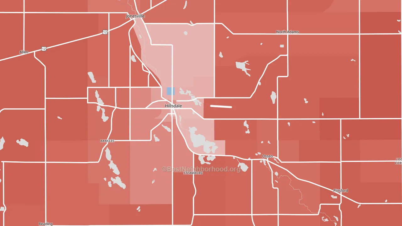 Hillsdale County, MI block-group political-lean map