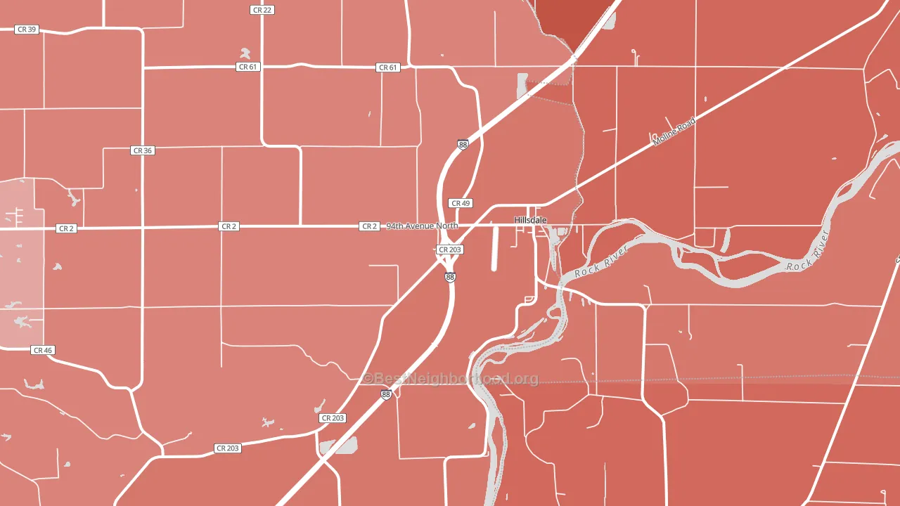 Hillsdale, IL block-group political-lean map