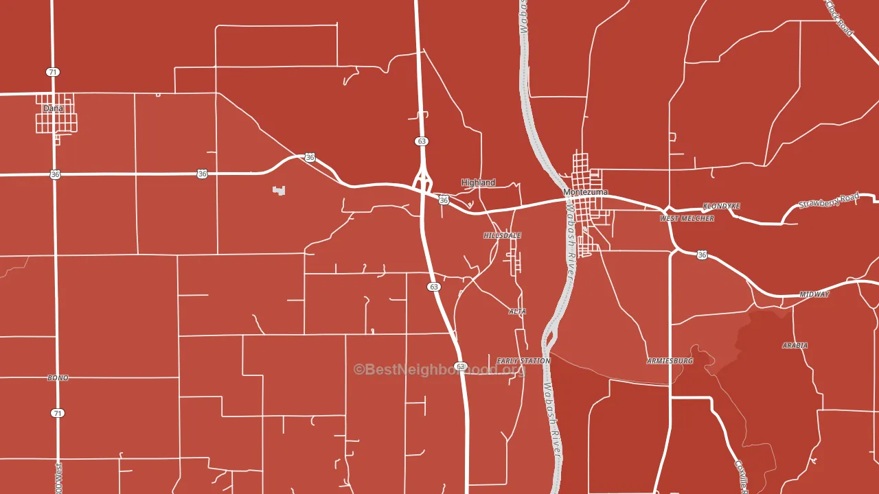 Hillsdale, IN block-group political-lean map