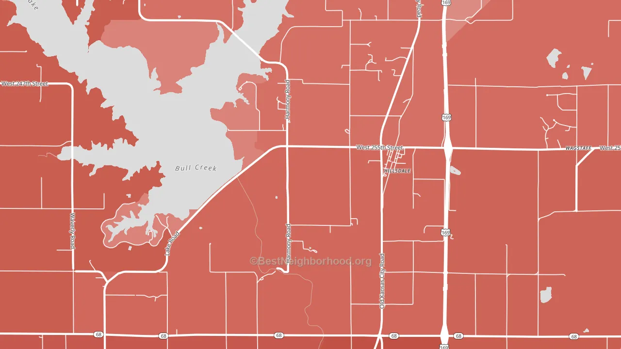 Hillsdale, KS block-group political-lean map