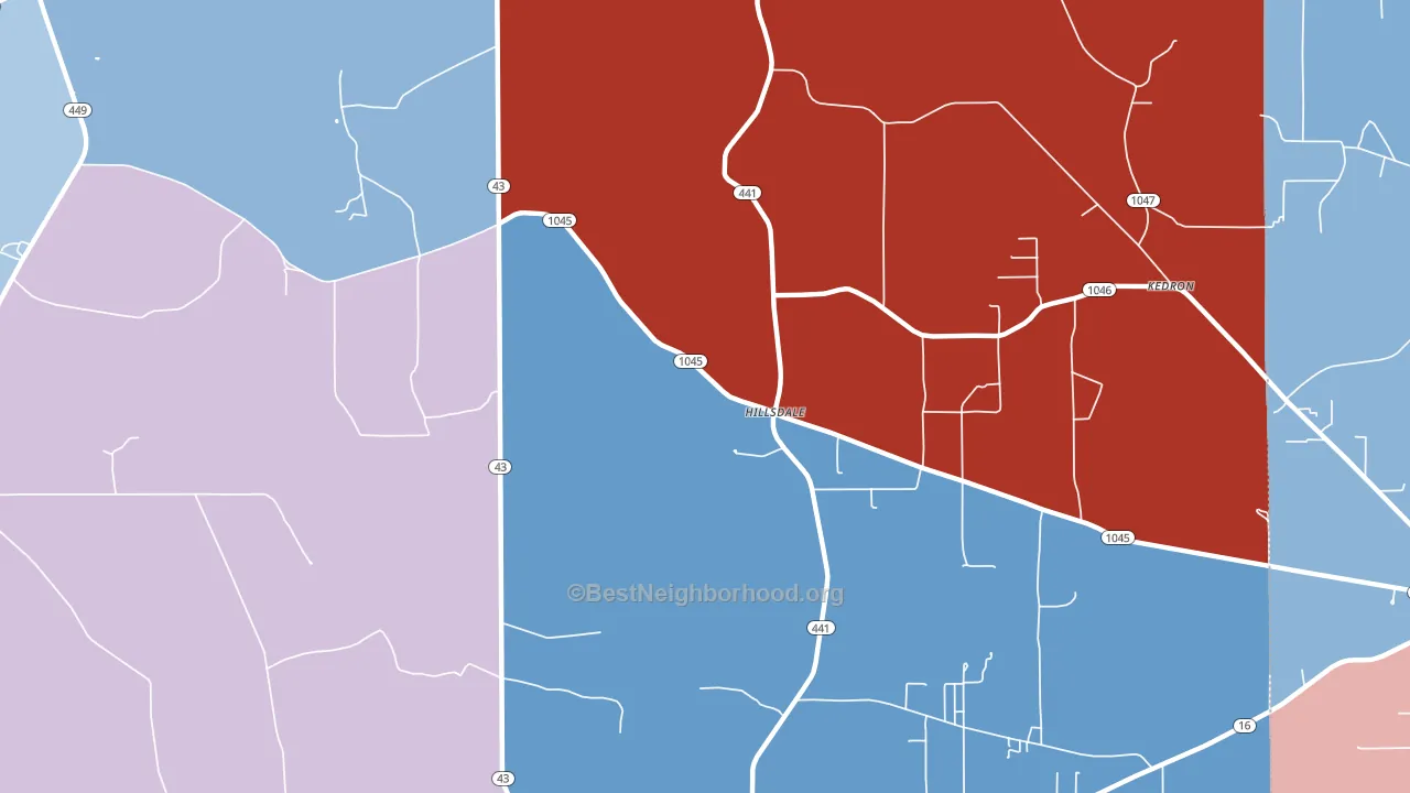 Hillsdale, LA block-group political-lean map