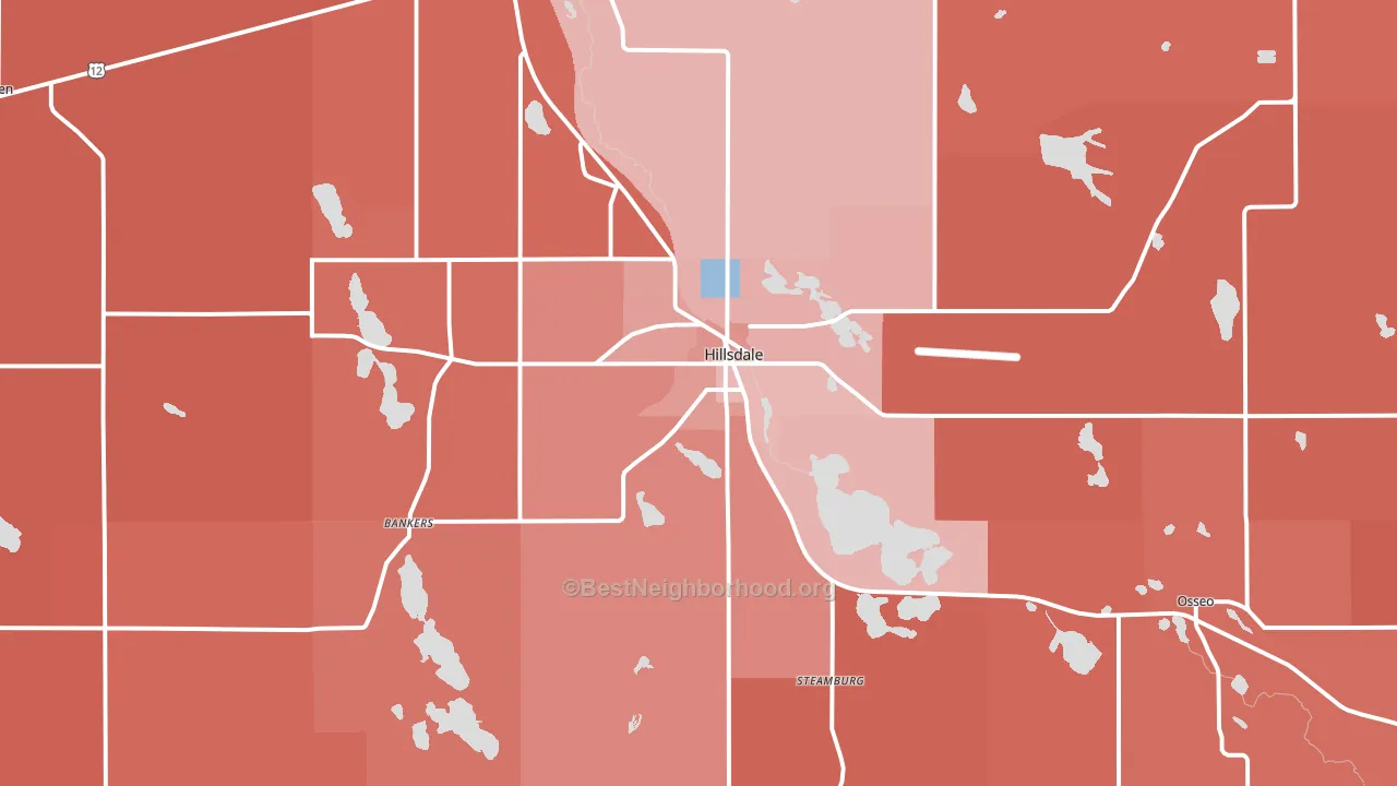 Hillsdale, MI block-group political-lean map