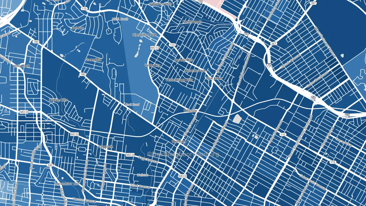 Hillsdale, MO block-group political-lean map