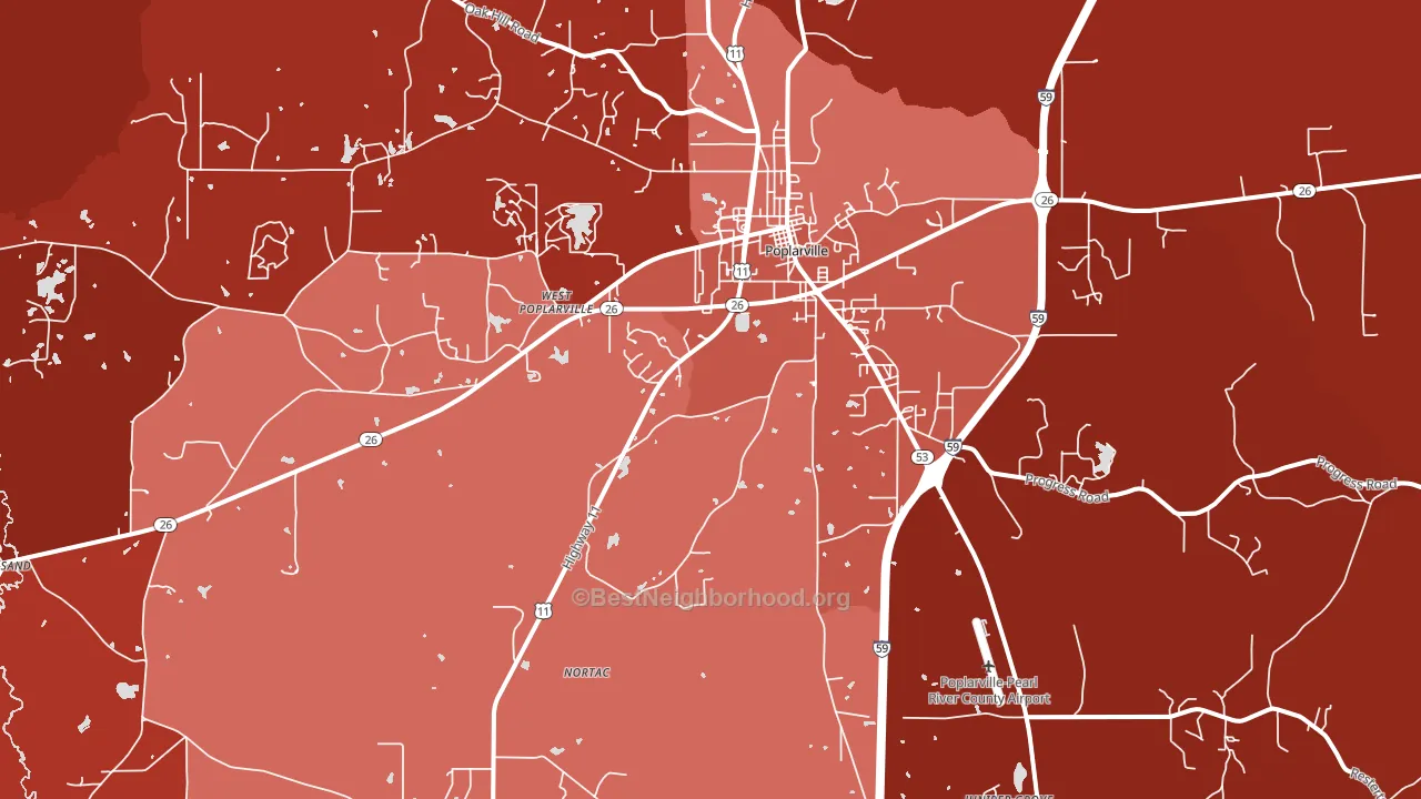 Hillsdale, MS block-group political-lean map