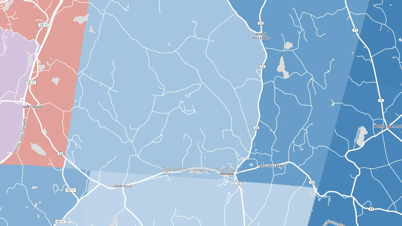 Hillsdale, NY block-group political-lean map