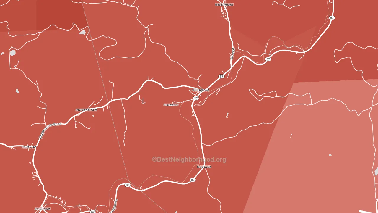 Hillsgrove, PA block-group political-lean map
