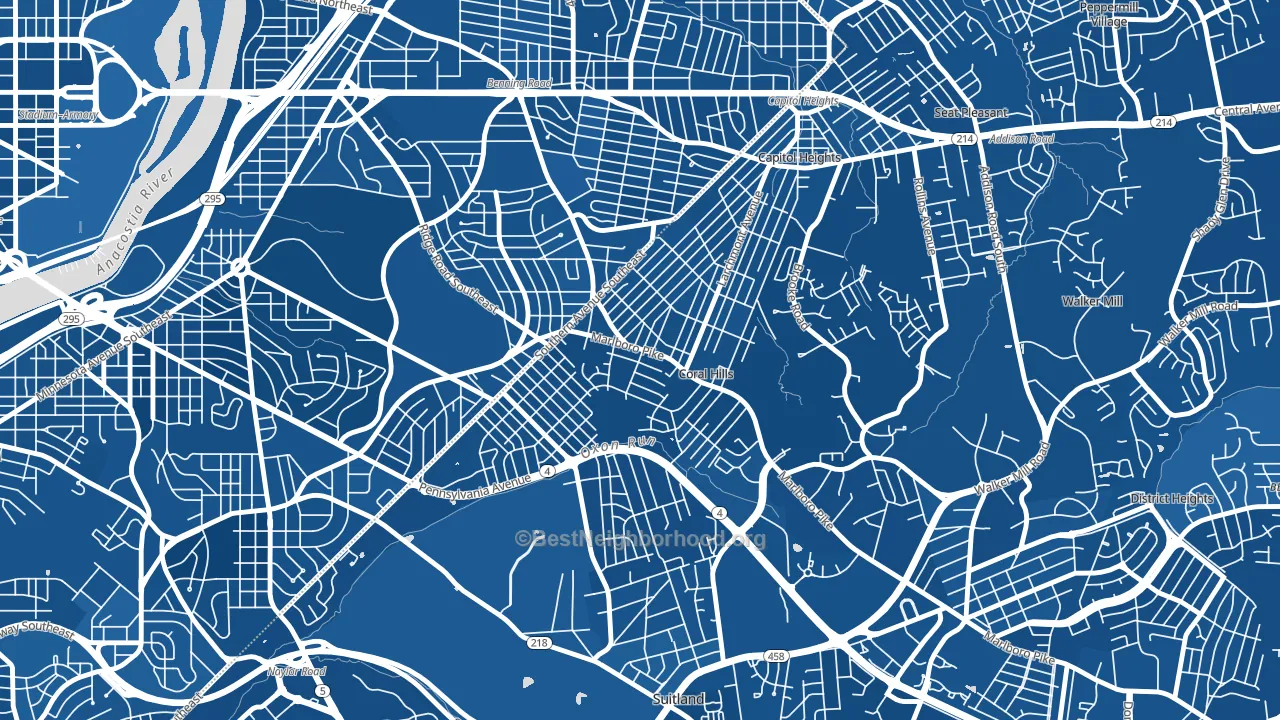 Hillside, Coral Hills, MD block-group political-lean map