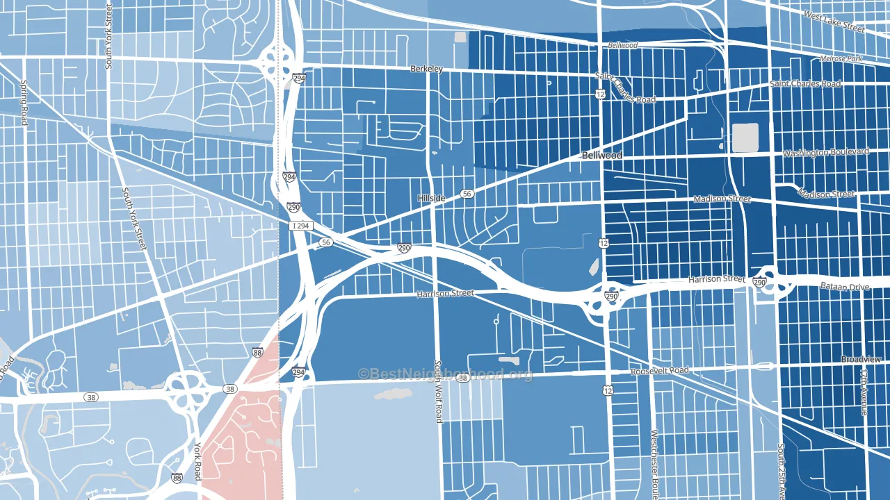 Hillside, IL block-group political-lean map