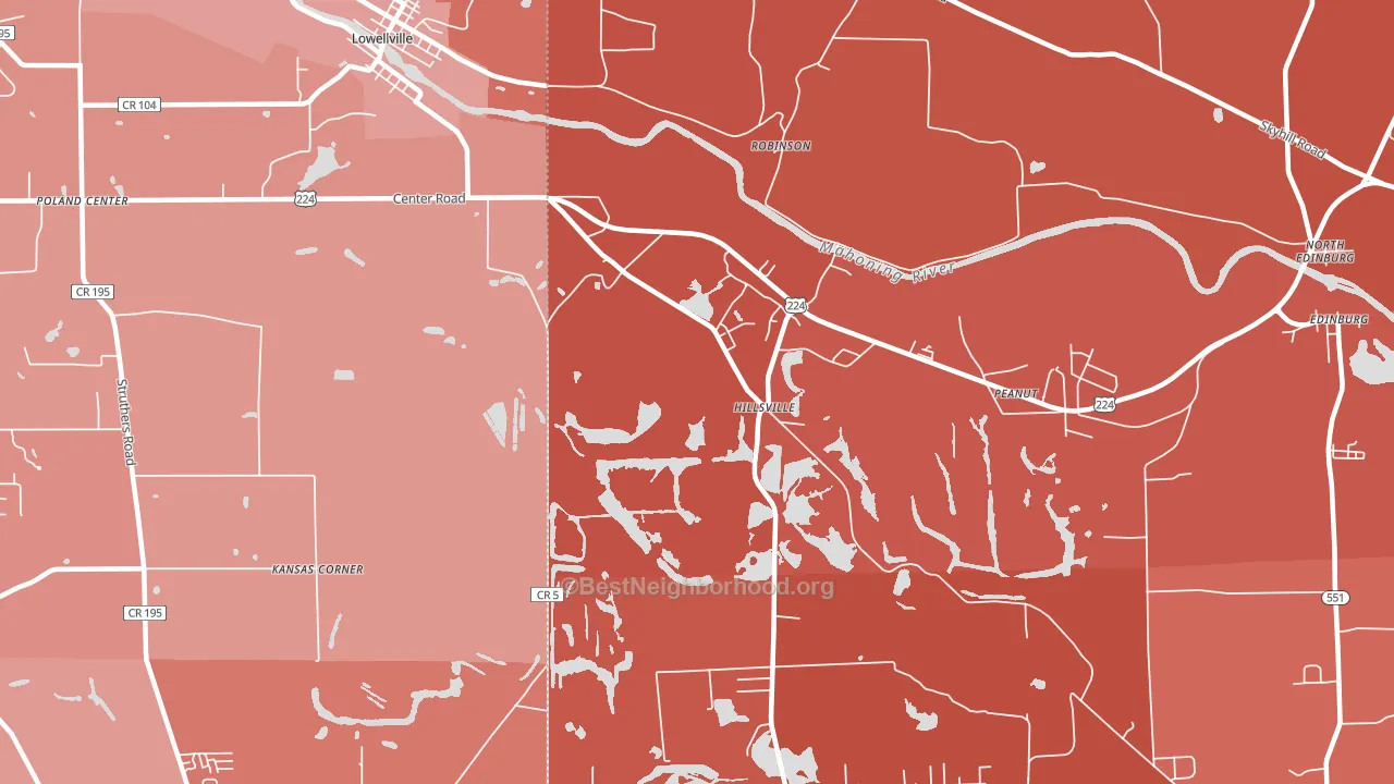 Hillsville, PA block-group political-lean map