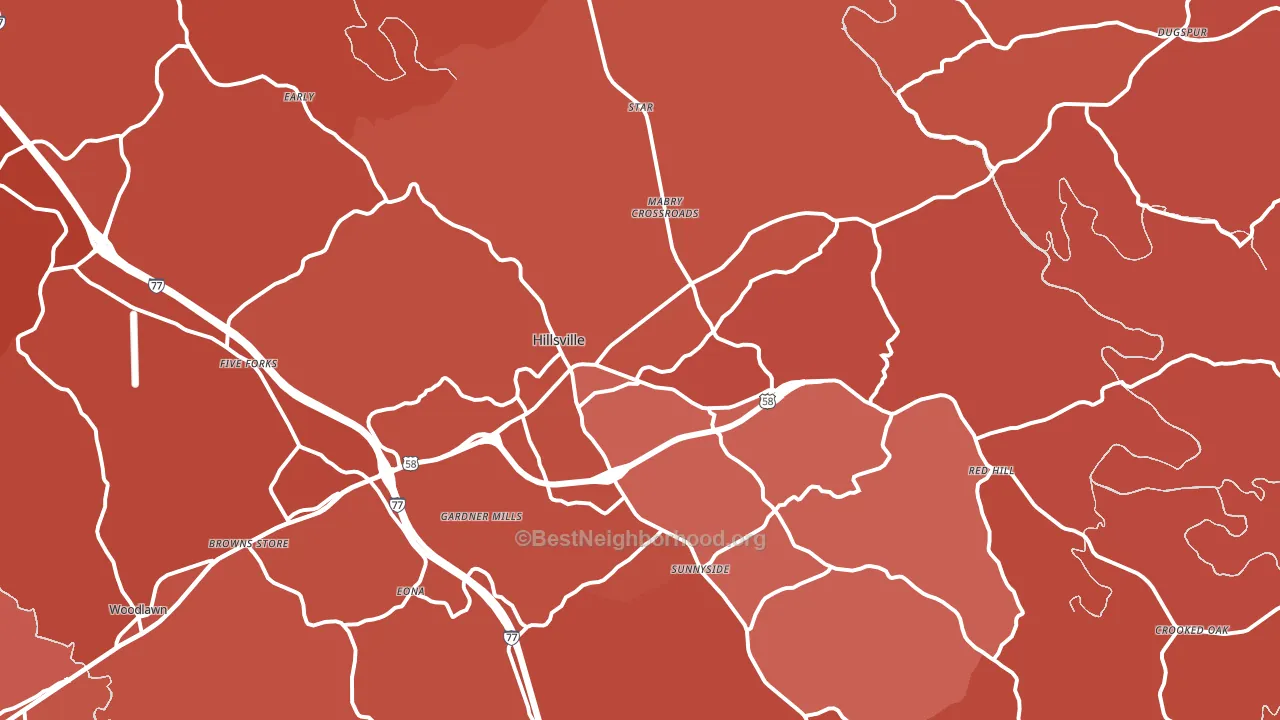 Hillsville, VA block-group political-lean map
