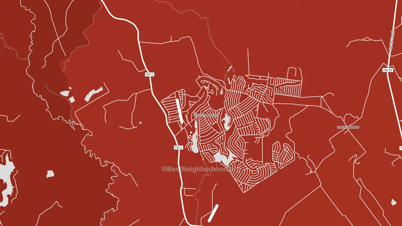 Hilltop Lakes, TX block-group political-lean map