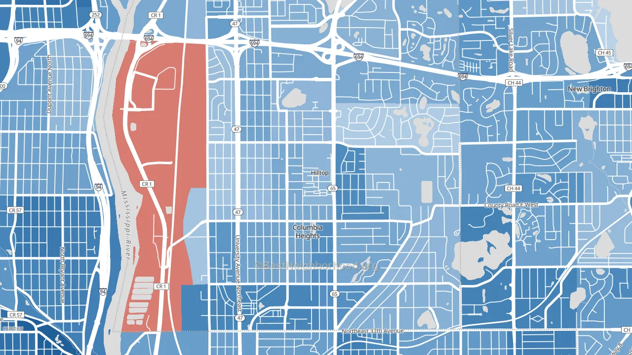 Hilltop, MN block-group political-lean map