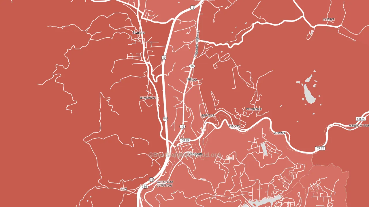 Hilltop, WV block-group political-lean map