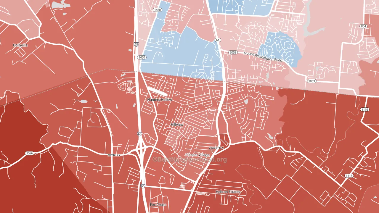 Hillview, KY block-group political-lean map