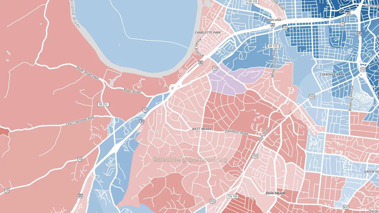 Hillwood Estates, Nashville, TN block-group political-lean map