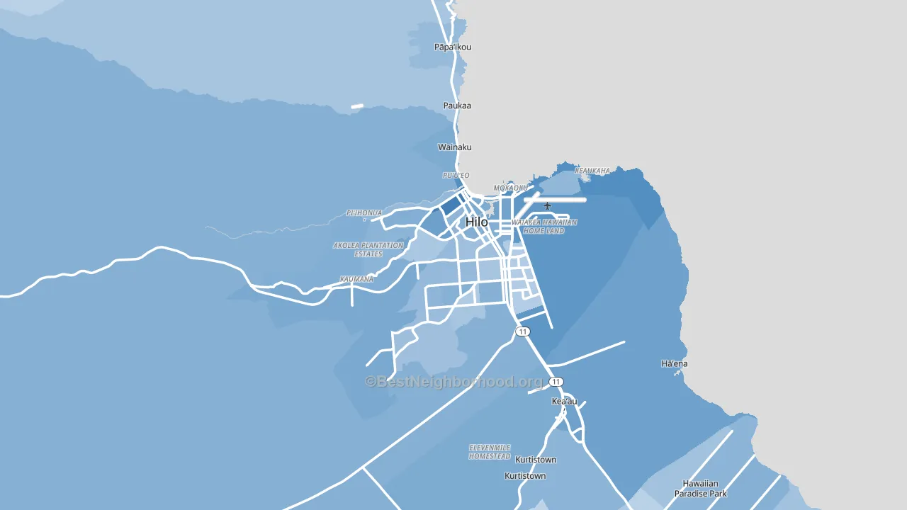 Hilo, HI block-group political-lean map