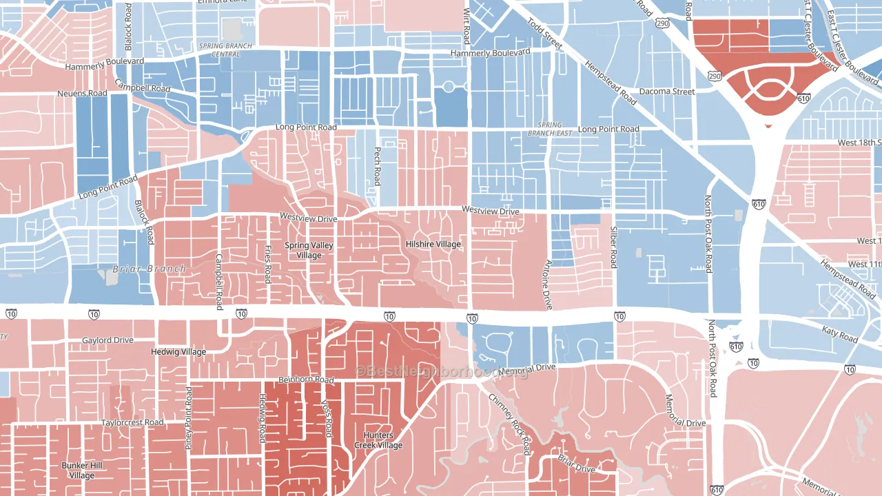 Hilshire Village, TX block-group political-lean map