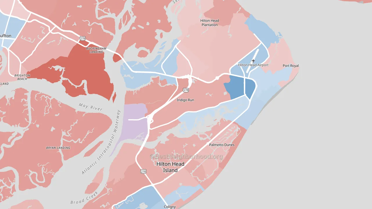 Hilton Head Island, SC block-group political-lean map