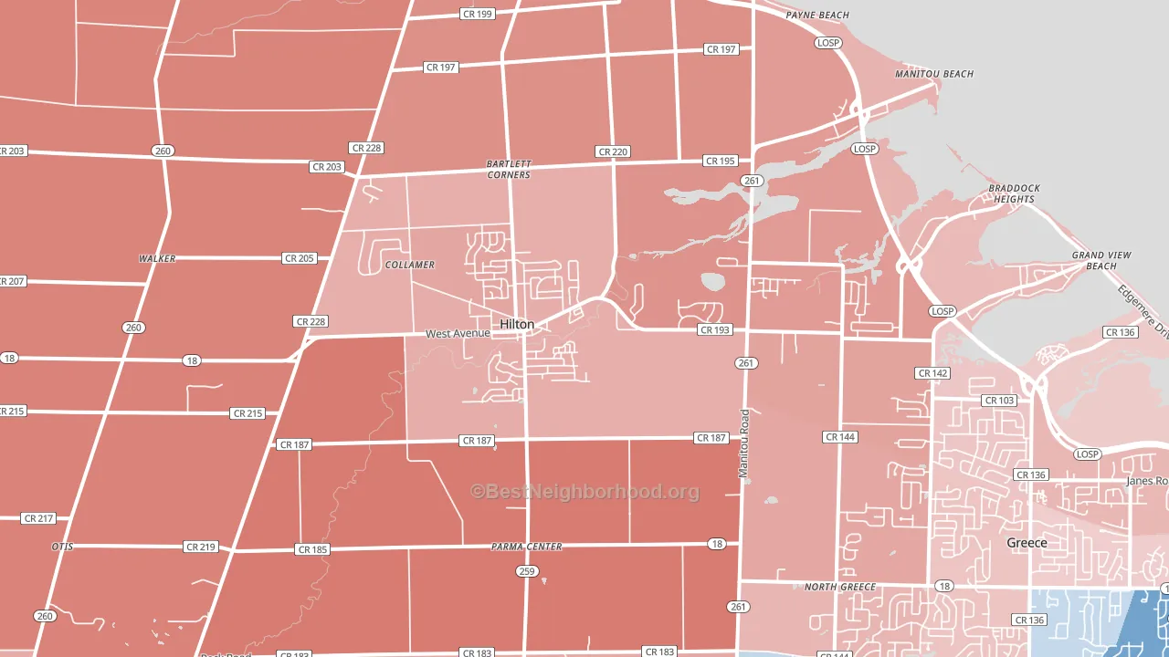 Hilton, NY block-group political-lean map