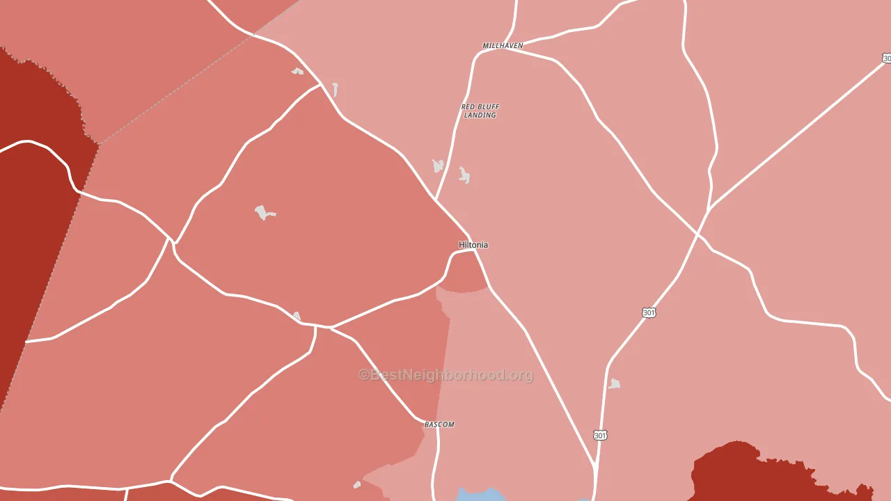 Hiltonia, GA block-group political-lean map