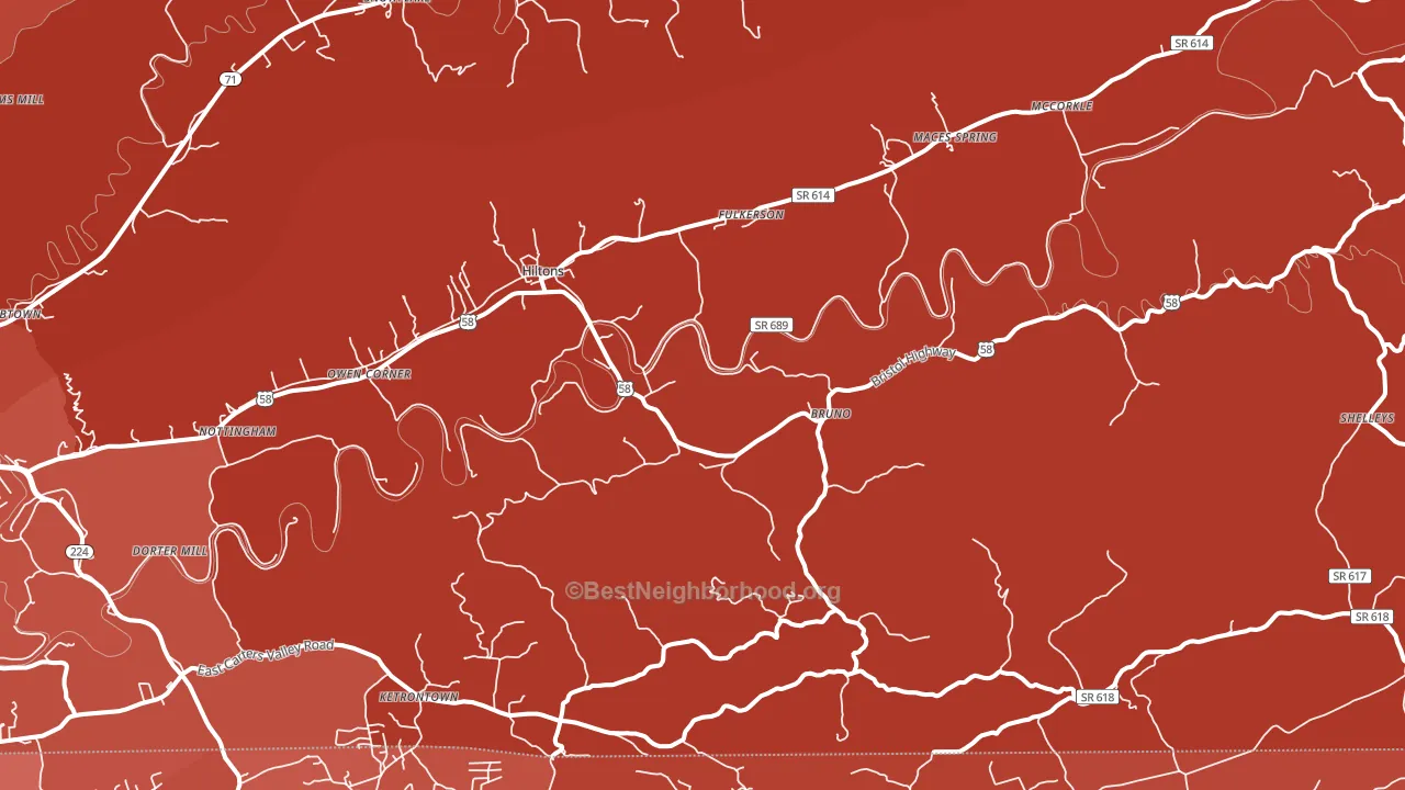Hiltons, VA block-group political-lean map
