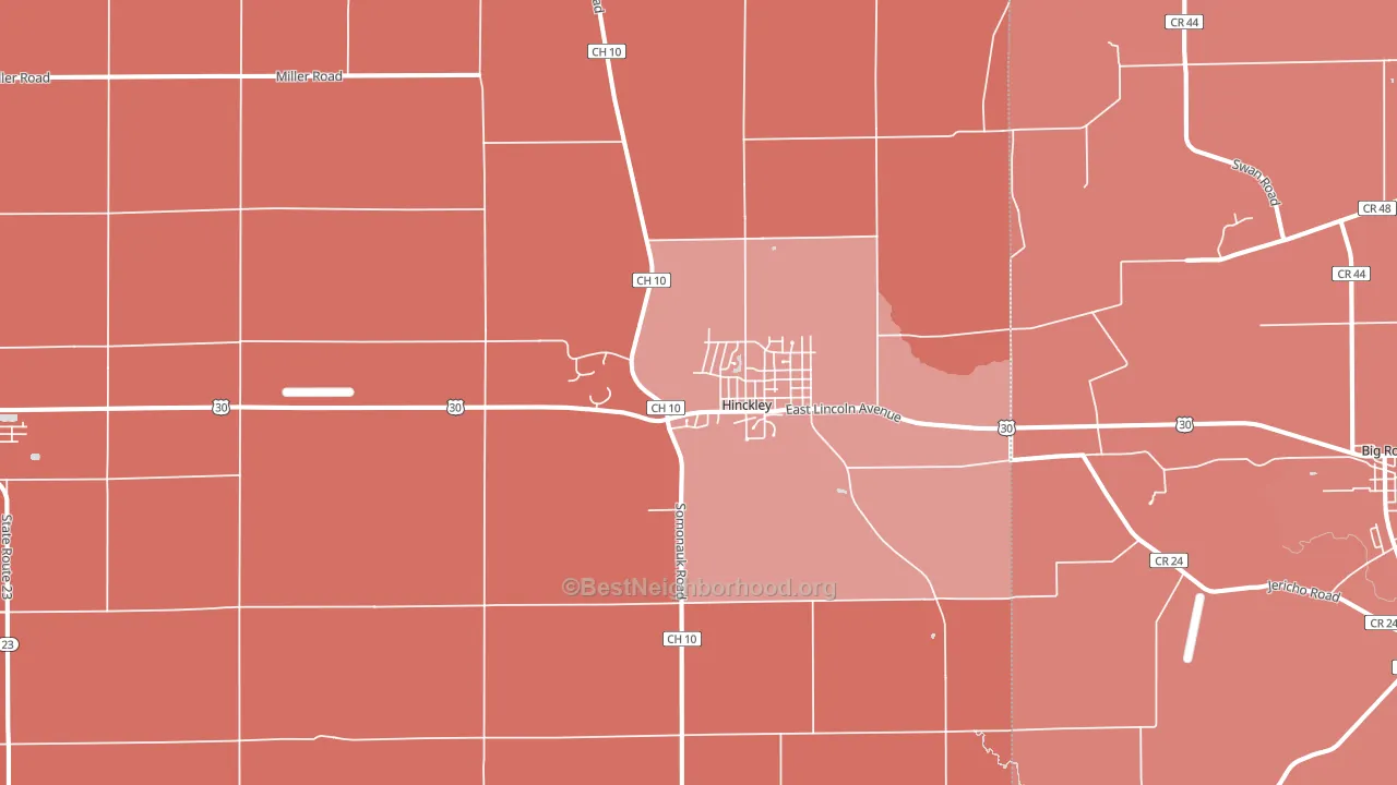 Hinckley, IL block-group political-lean map