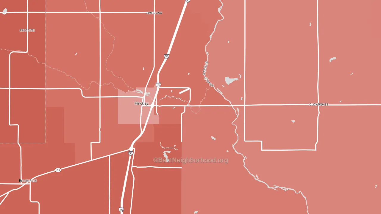 Hinckley, MN block-group political-lean map