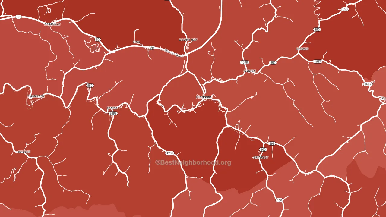 Hindman, KY block-group political-lean map