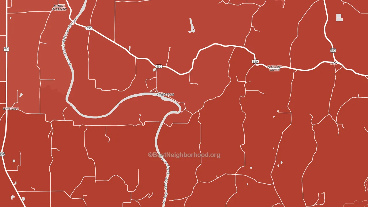 Hindostan Falls, IN block-group political-lean map