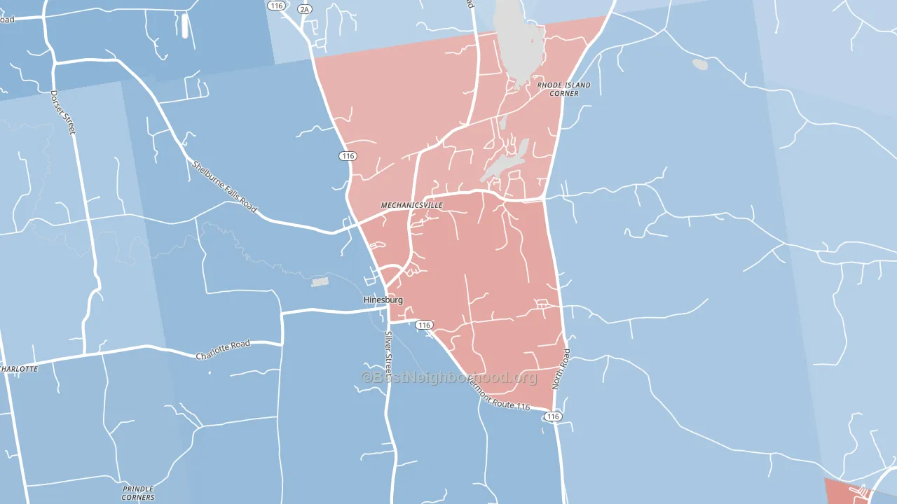 Hinesburg, VT block-group political-lean map