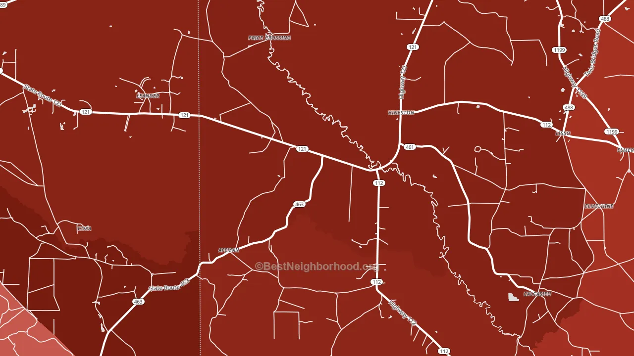 Hineston, LA block-group political-lean map