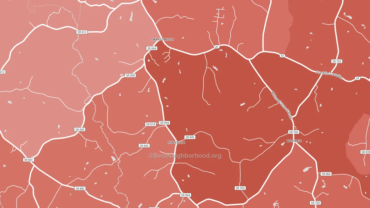 Hinesville, VA block-group political-lean map