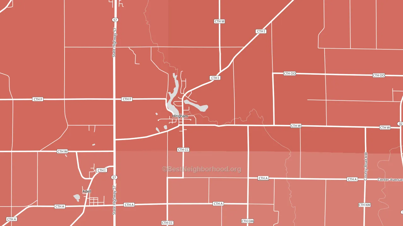 Hingham, WI block-group political-lean map
