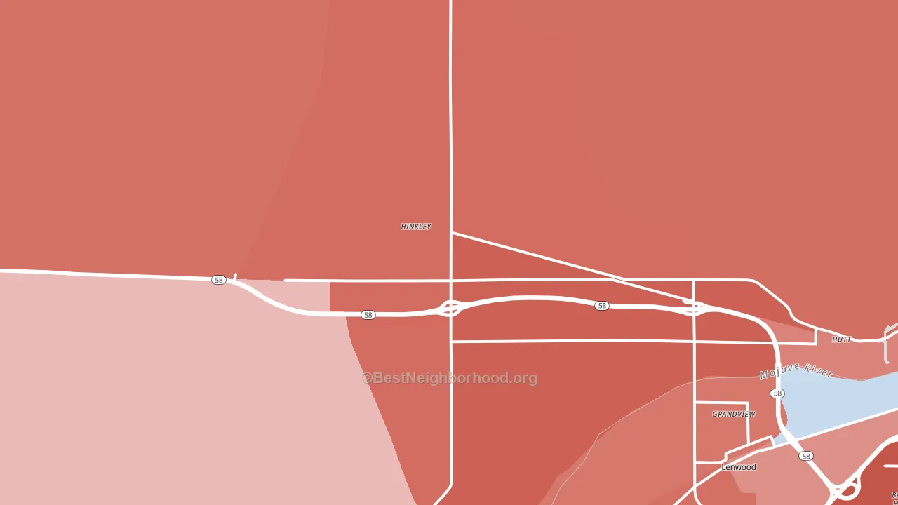 Hinkley, CA block-group political-lean map