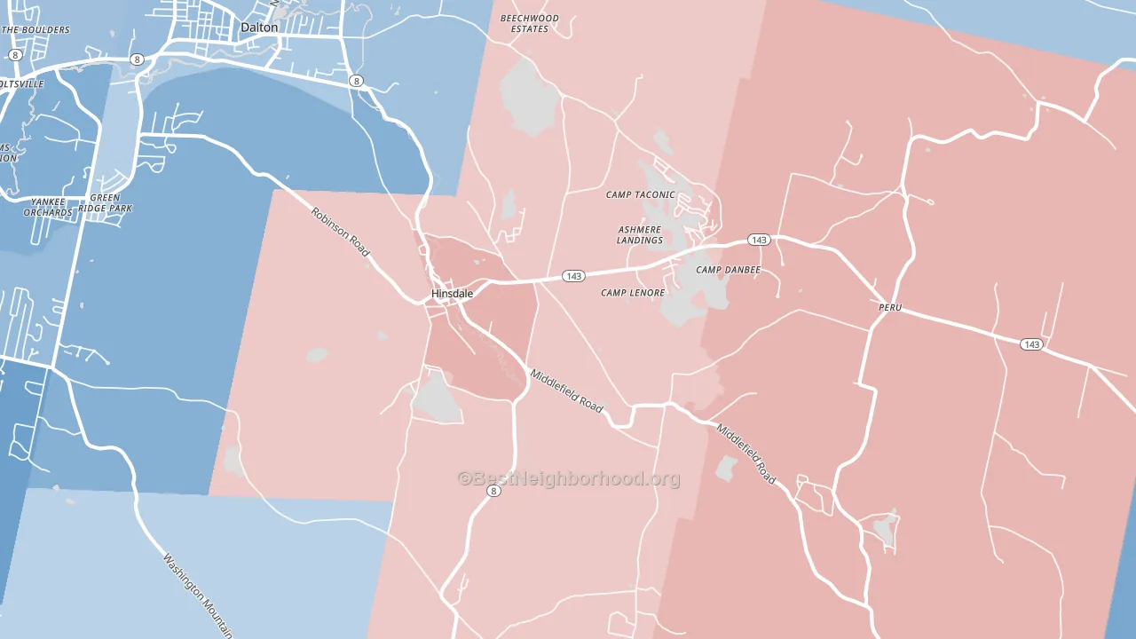 Hinsdale, MA block-group political-lean map