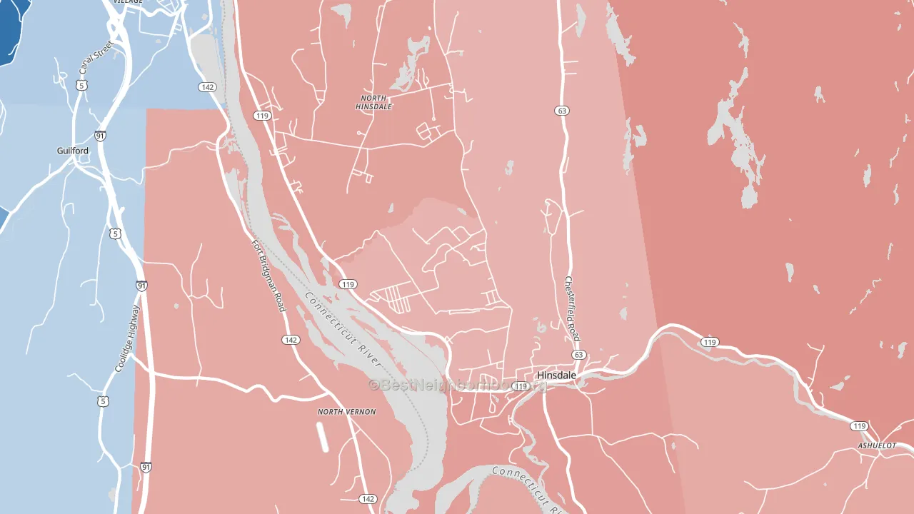 Hinsdale, NH block-group political-lean map