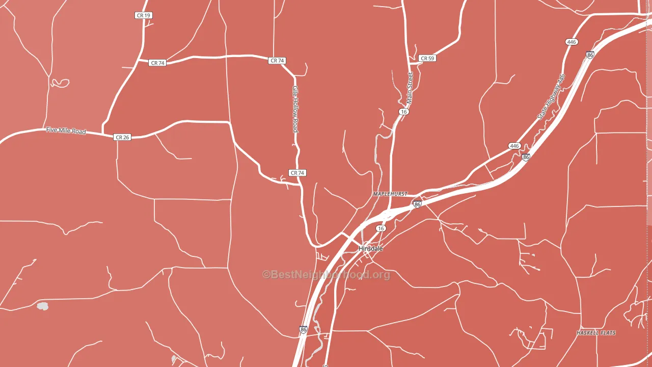 Hinsdale, NY block-group political-lean map