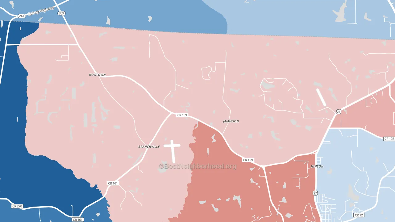 Hinson, FL block-group political-lean map