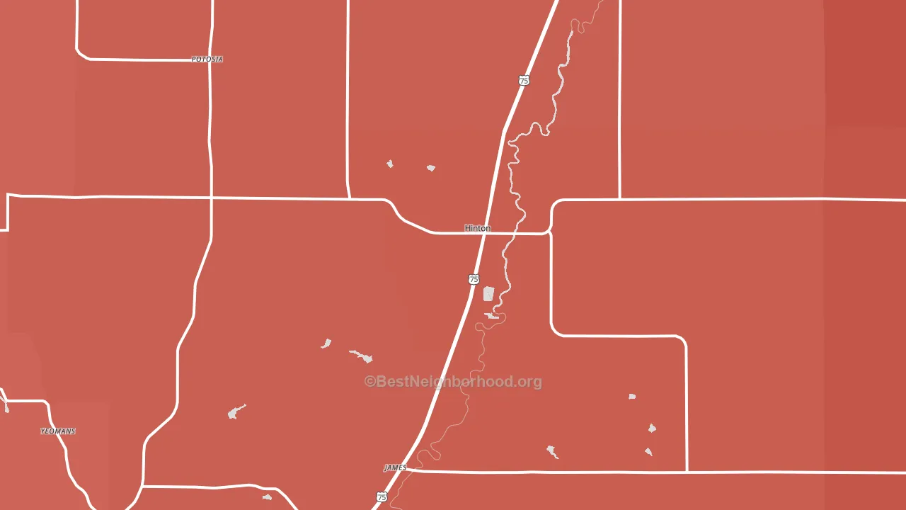Hinton, IA block-group political-lean map