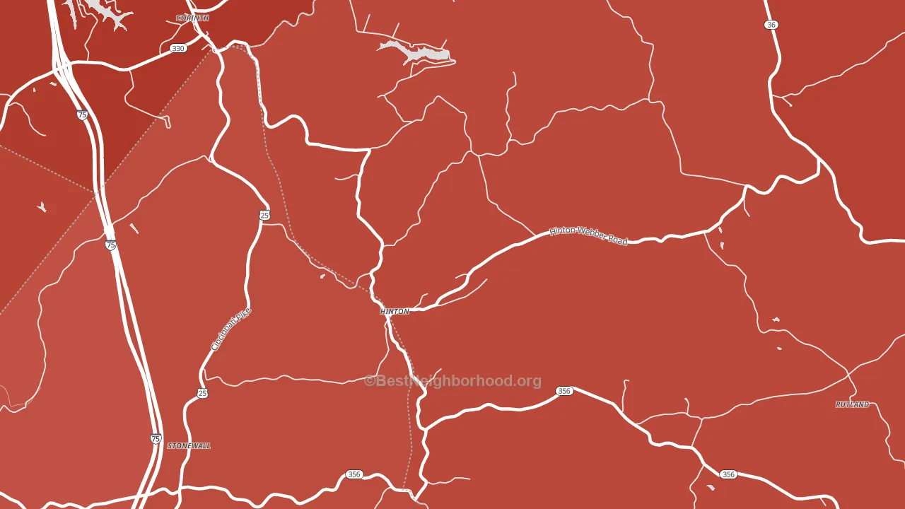 Hinton, KY block-group political-lean map