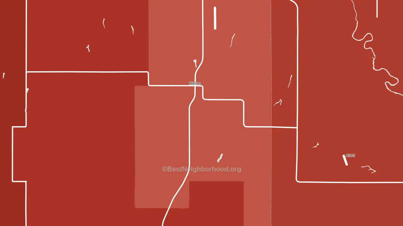 Hinton, OK block-group political-lean map