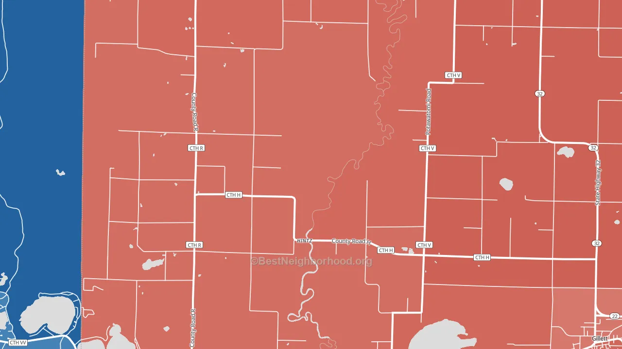Hintz, WI block-group political-lean map