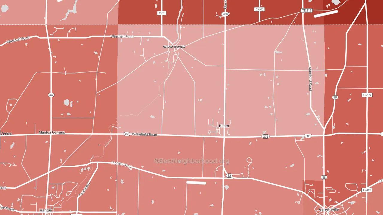 Hiram, OH block-group political-lean map