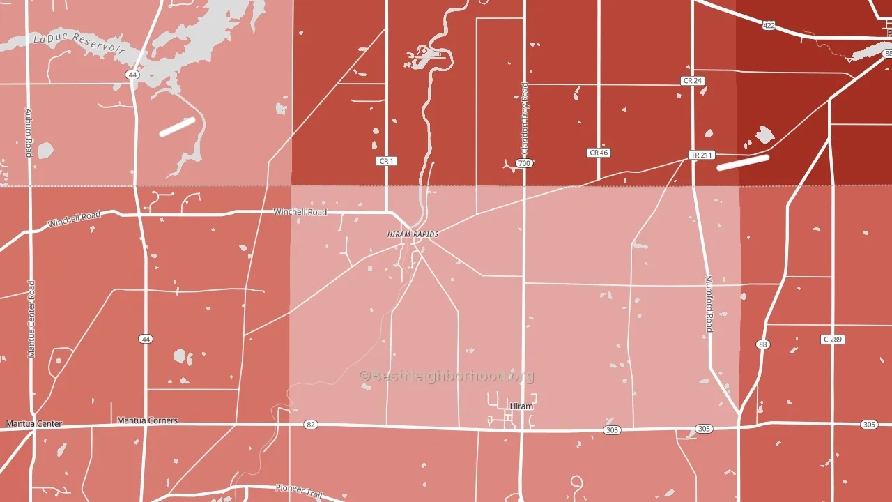 Hiram Rapids, OH block-group political-lean map