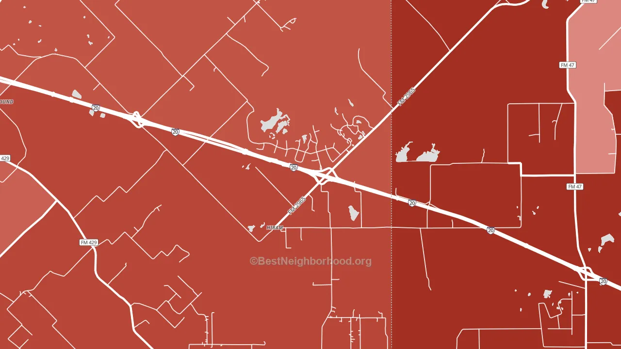 Hiram, TX block-group political-lean map