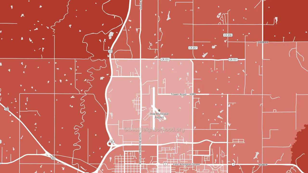 Hird, OK block-group political-lean map