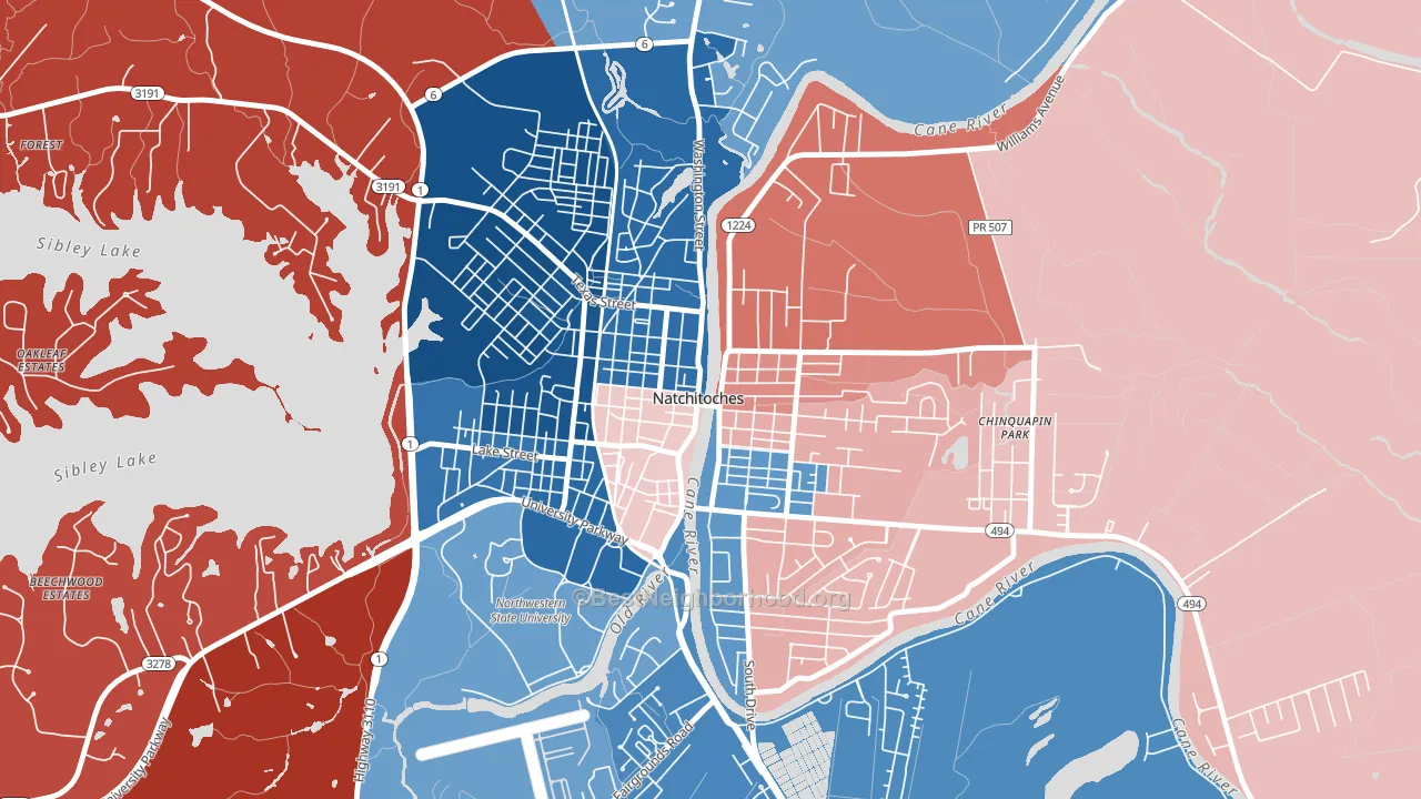Historic District, Natchitoches, LA block-group political-lean map