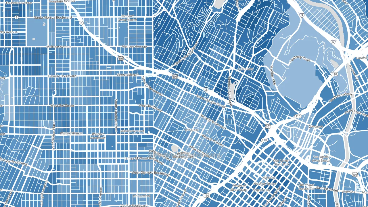 Historic Filipinotown, Los Angeles, CA block-group political-lean map