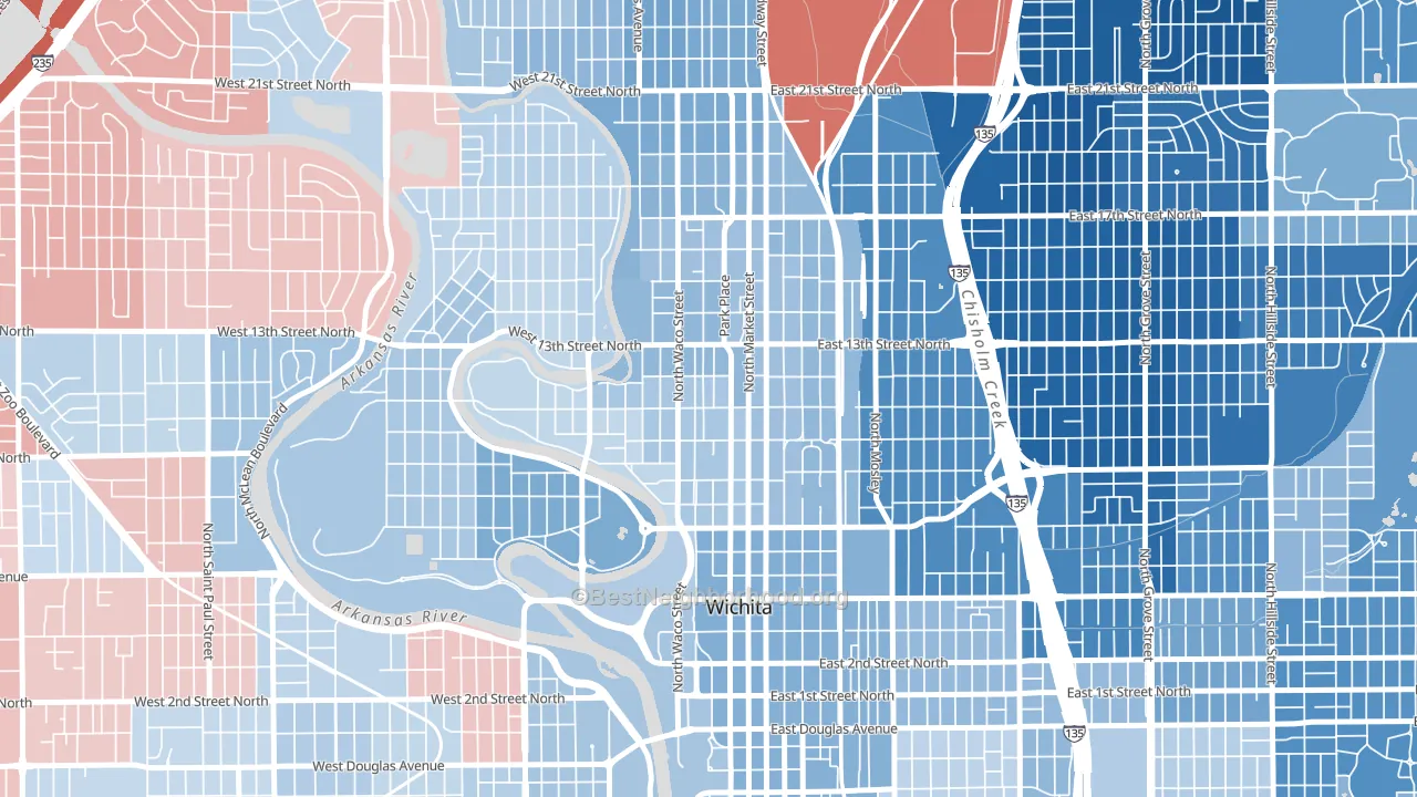 Historic Midtown, Wichita, KS block-group political-lean map